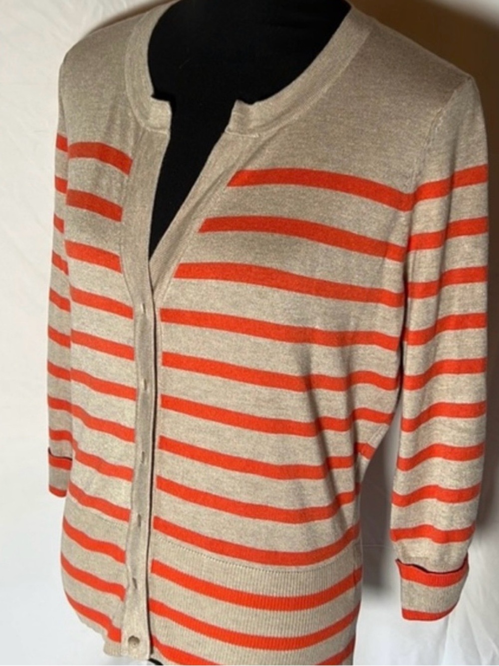 Red Brand Beige Knit Tee with Red Logo Tab